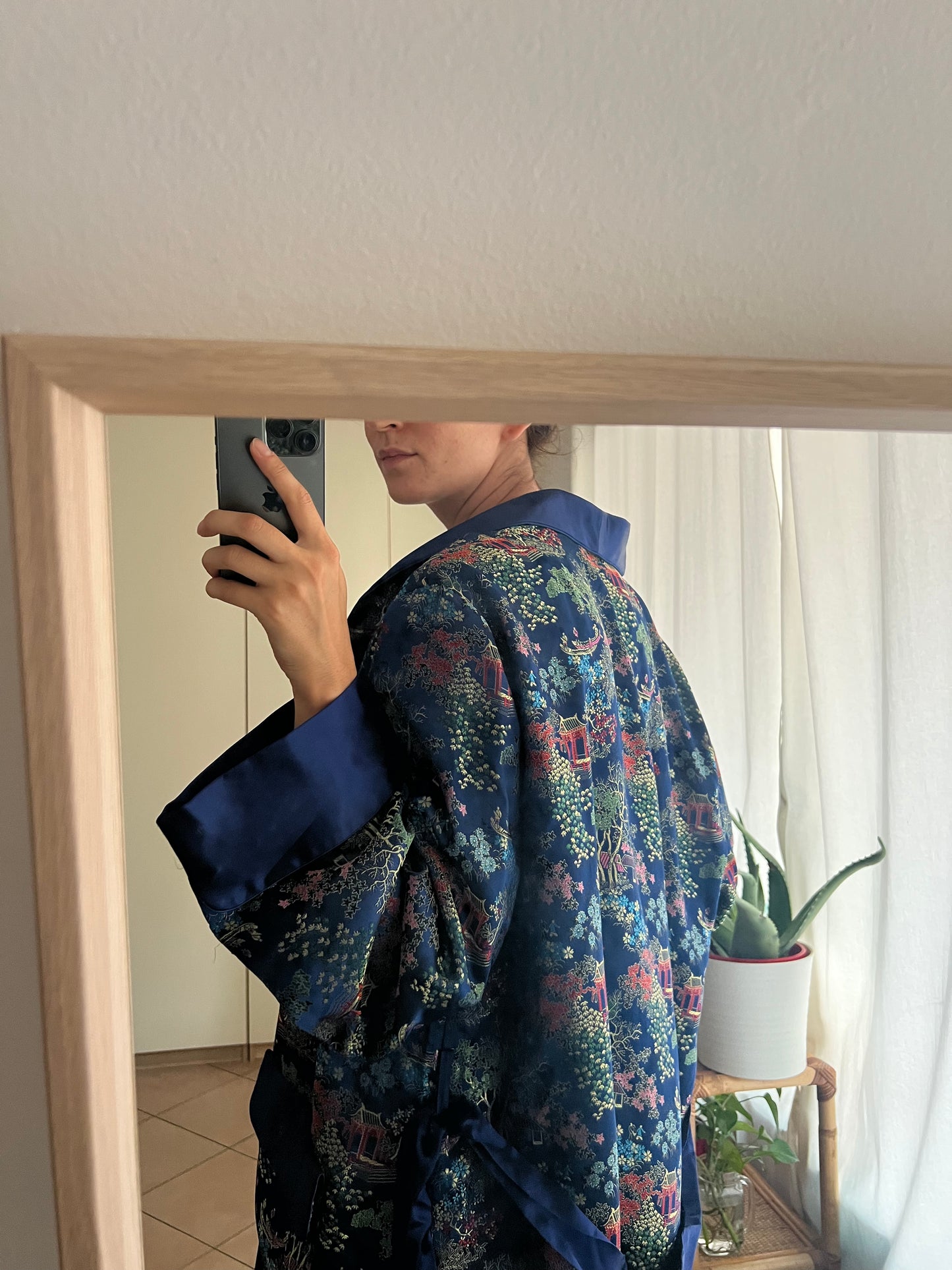 Kimono cinese blu