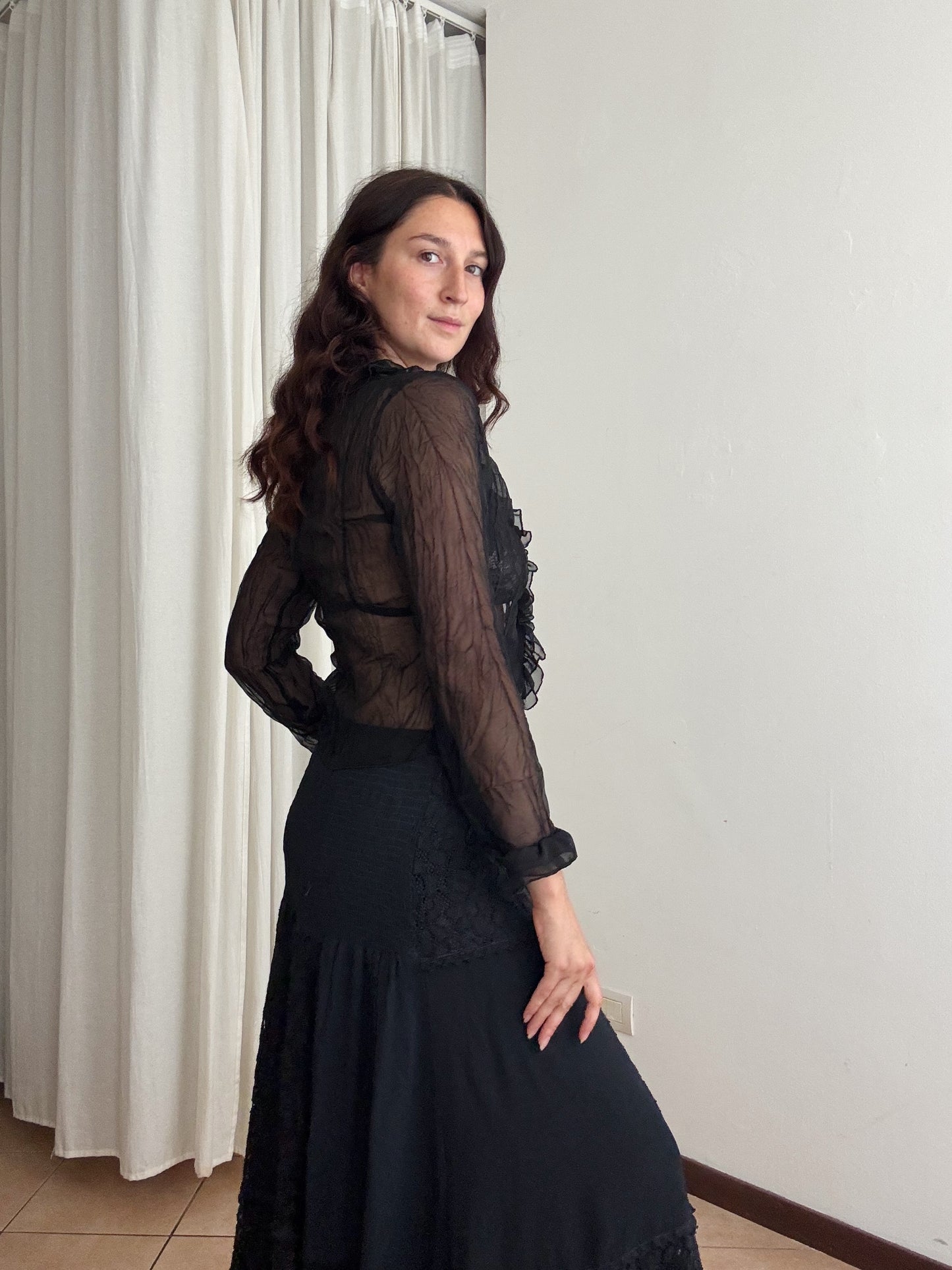 Blusa in organza nera M