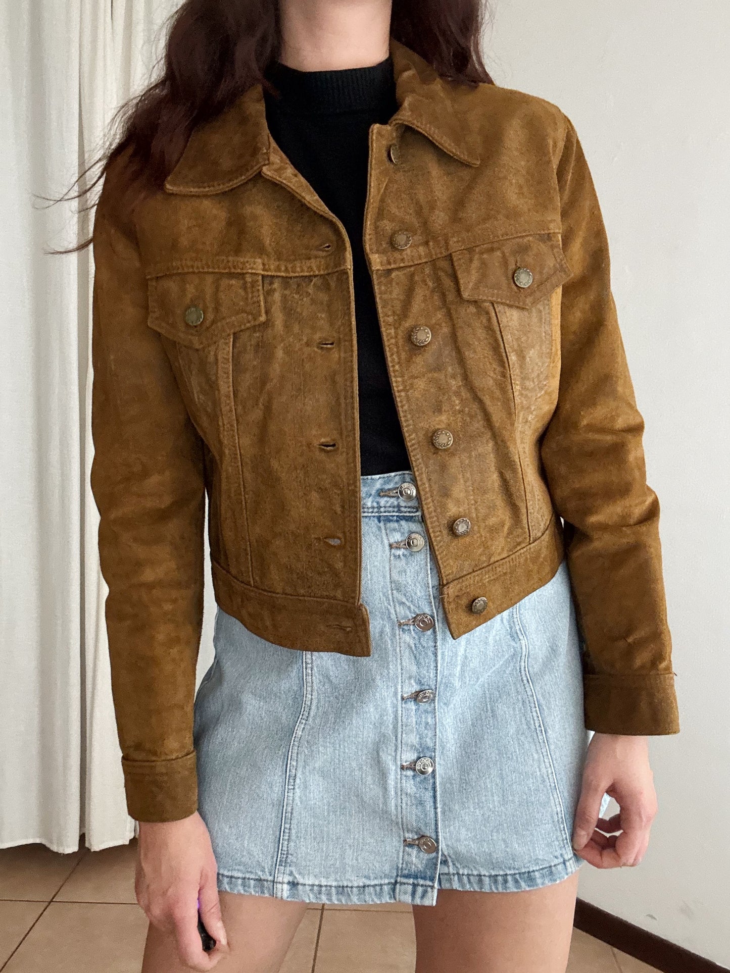 Giacca in pelle marrone S