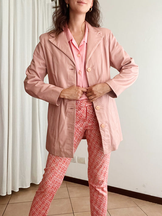 Giacca in pelle rosa M