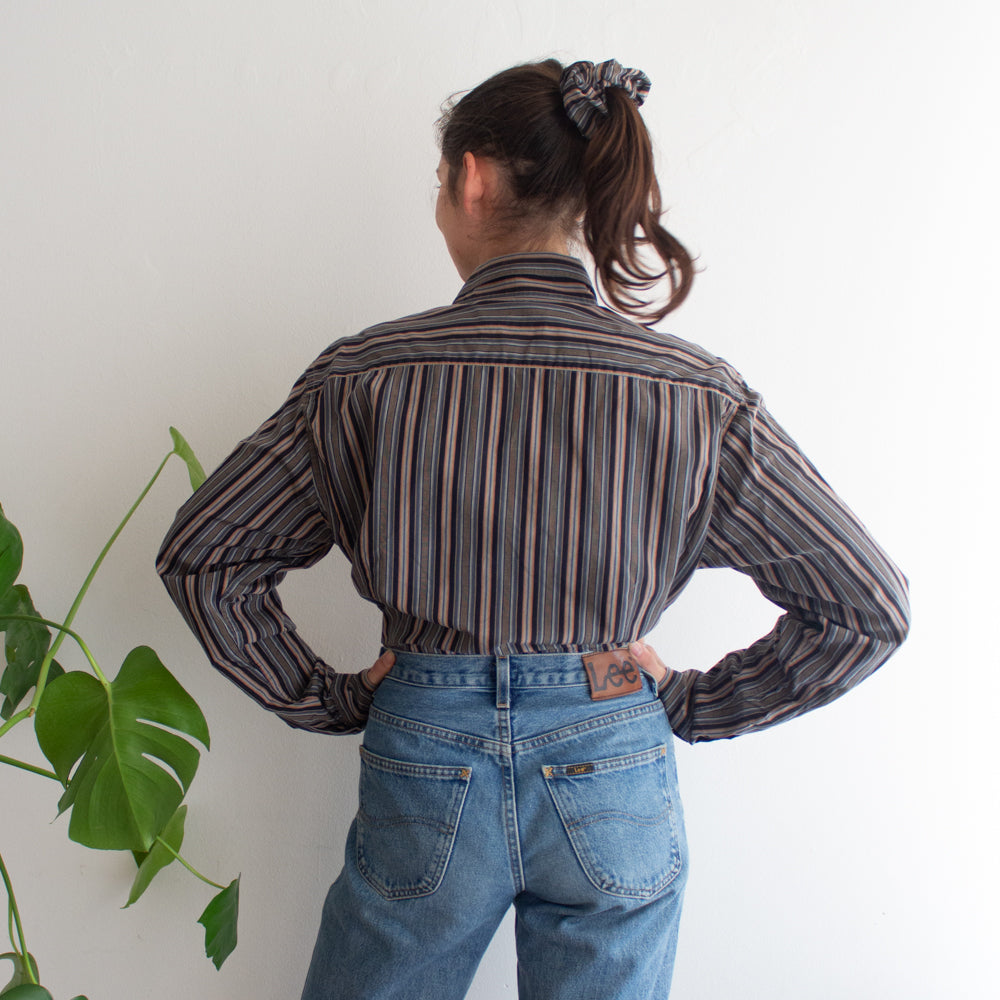 Crop + scrunchie righe grigie