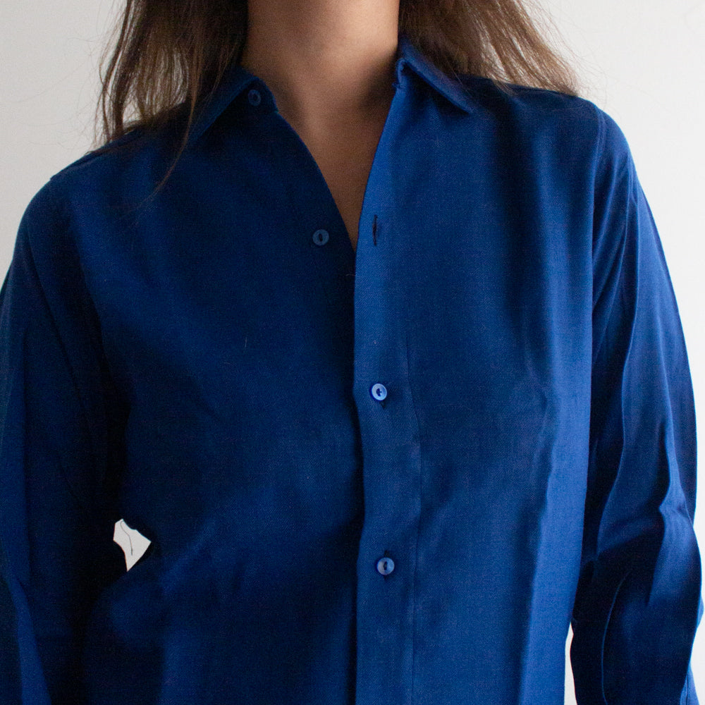 Camicia in lana blu 42